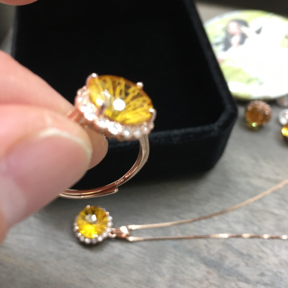 Certified Natural Citrine Solid Silver 4 Piece Set - Picture 6 of 16